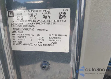 2011 Chevrolet Traverse Ls from USA, damaged, VIN 1GNKREED4BJ137342